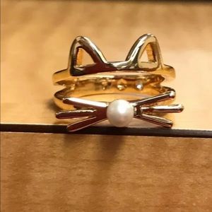 Kate Spade Cat Ear gold Tone Ring Size 6